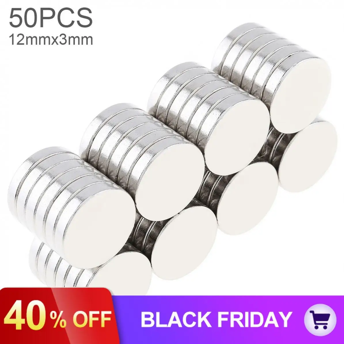 50pcs 12 x 3mm Mini Strong Magnetite Earth Neodymium Magnets with Round Disc Type Permanent Magnet for Home /Office /Laboratory