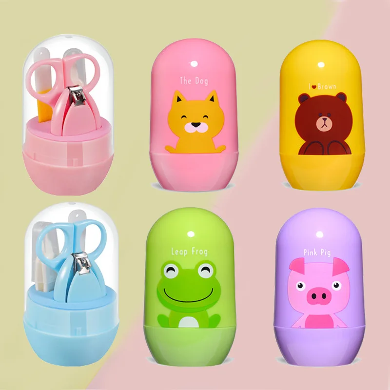 

Children Infant with Nail Clippers 4 Pieces in a Set Baby Safe Nursing Care Nail Clippers Manicure Nail File Barrel Set