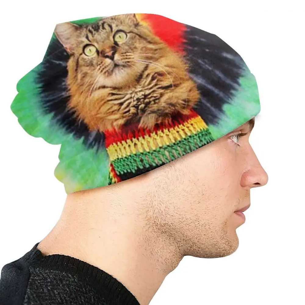 Rasta Cat, регги, унисекс, для взрослых, Повседневная шапка, уличная, ветрозащитная, вязанная, лыжная, с рукавом, Skully, шапочки, шапка