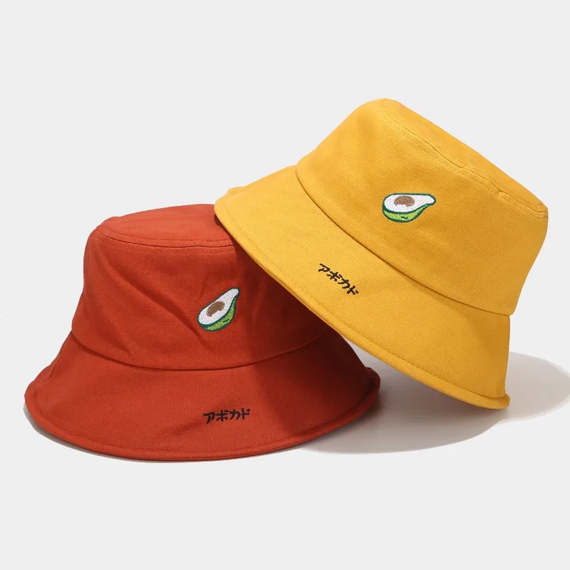 

2020 New Avocado Bucket Hat Embroidery Fruit Bob Cap Hip Hop Gorros Men Women Summer Caps Beach Sun Fishing Panama Hat