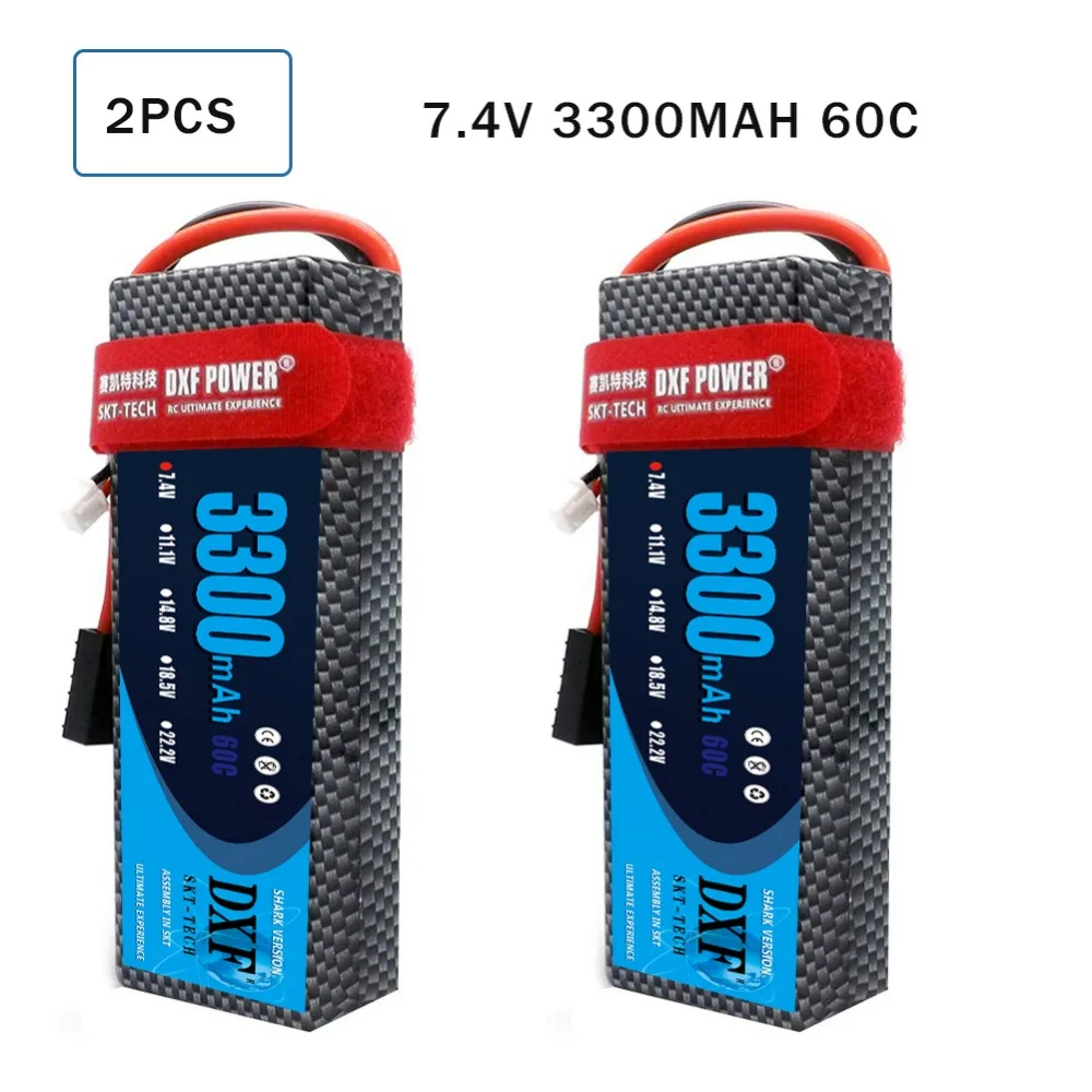 2 шт. DXF 7,4 В 3300 мАч 5200 мАч 6500 мАч Lipo аккумулятор жесткий чехол 2S 50C 60C 80C 1/10 1/8 весы для TRX Slash 4x4 RC автомобилей Жесткий Чехол