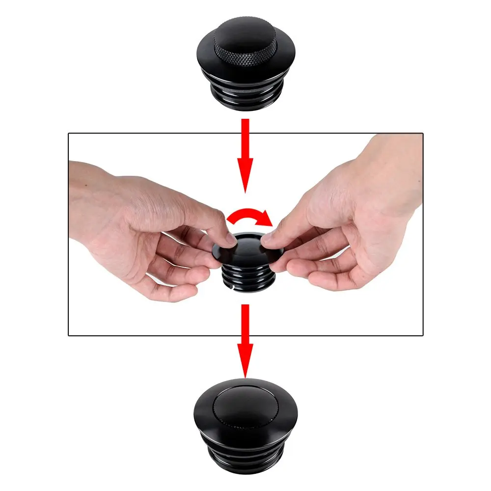 Motorcycle Gas Cap Pop Up Screw-In Flush Mount Fuel Tank Cover For Harley Sportster Dyna Softail Fatboy 1982-