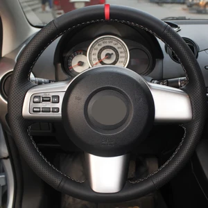 Image 4 - De coser a mano de protector para volante de coche envoltura para Mazda 2 2008, 2009, 2010, 2011, 2012, 2013, 2014 para Mazda2 trenza en el volante