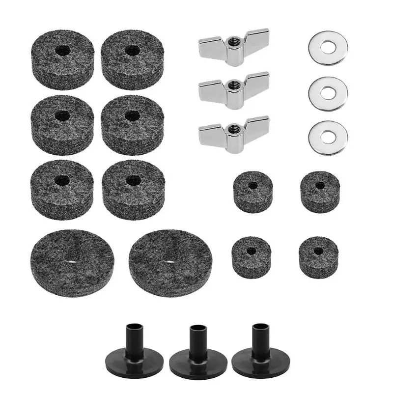 

21pcs/set Drum Felt Pads Plastic Casing Sleeve Improving Performance of Radium Films Metal Butterfly Nuts Gasket Kits