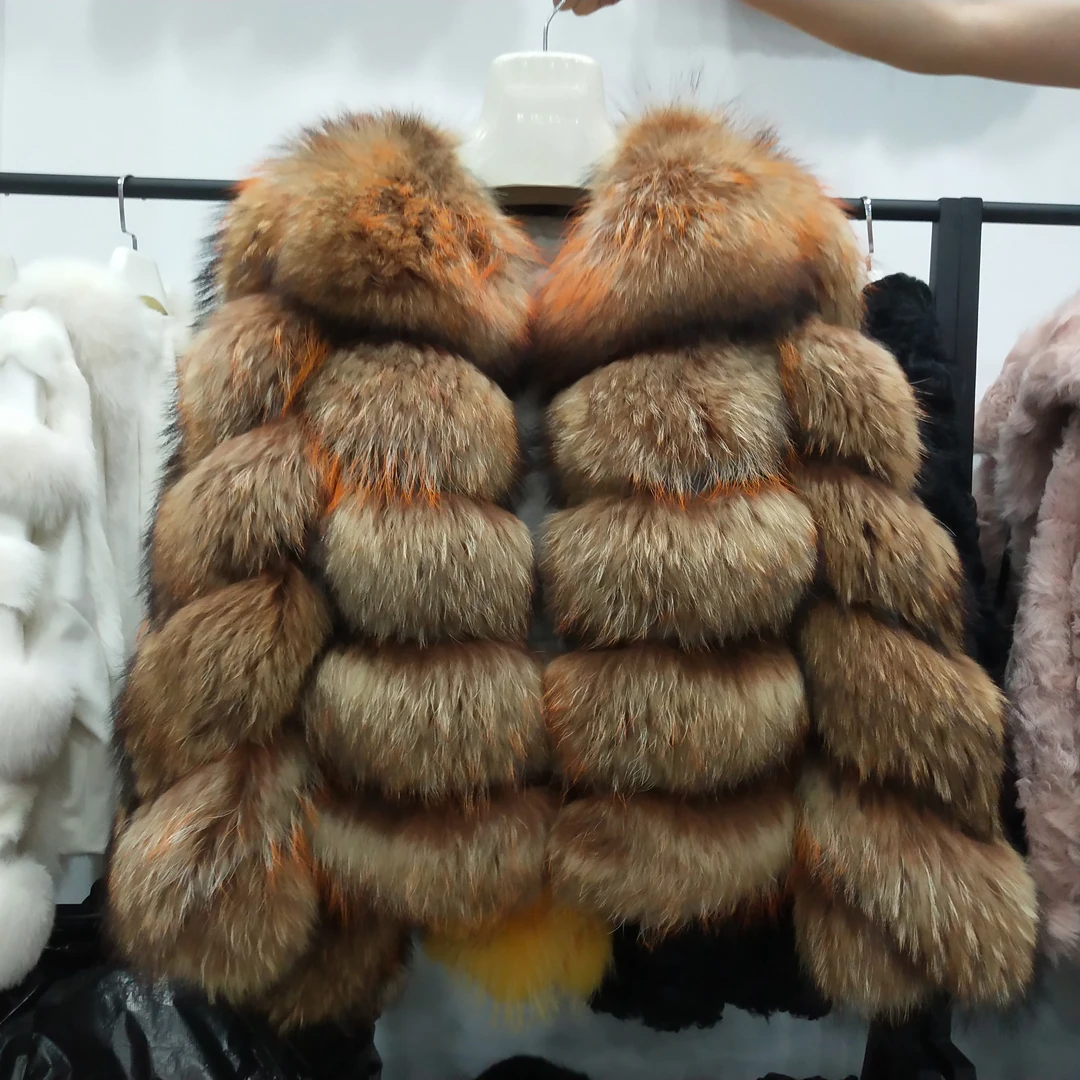 Новое поступление, природный натуральный мех, пальто, женская зимняя парка, натуральный мех, Толстая теплая куртка с круглым вырезом, Натуральная овечья кожа, мех енота, собаки