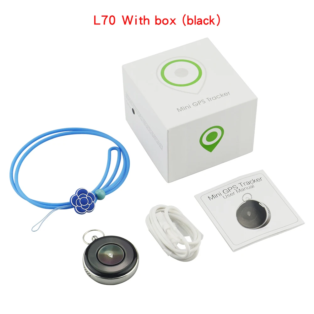 L70 nano gps трекер мини Детский gps трекер ожерелье gps отслеживающее устройство с функцией sos домашнее животное трекер gps отслеживание в реальном времени - Цвет: black with box