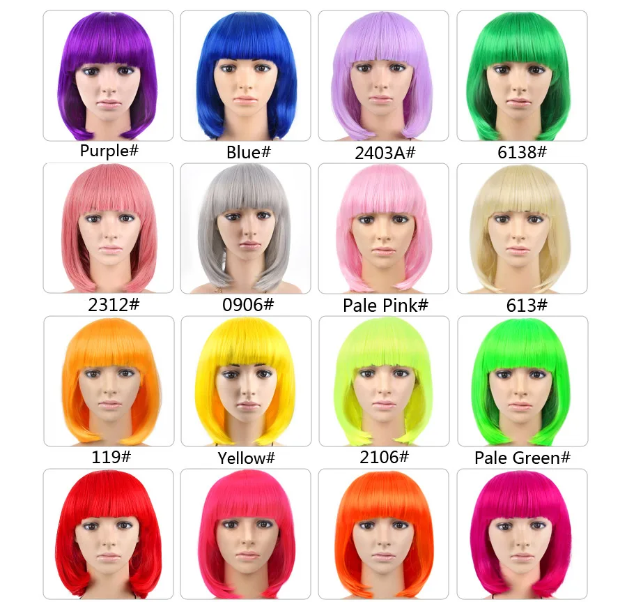 Curto em Linha Peruca para as Mulheres Peruca de Cabelo Sintético em Linha Reta com Franja Resistente ao Calor Cinza Polegada Reta Fibra Cosplay Peruca 12 Bob 2 cabelo sintético em linha reta com franja
