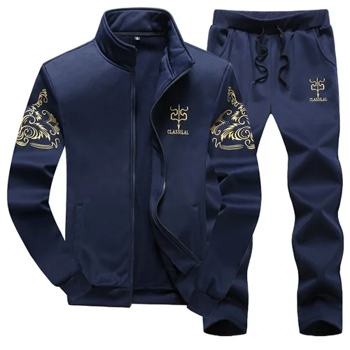 blue PEILOW размера плюс M~ 8XL 9XL мужской спортивный костюм осень зима мужская толстовка комплект 2 шт Мужская спортивная одежда s толстовки+ брюки - Цвет: blue
