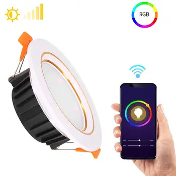 

WiFi Smart LED Downlight Led Light 9W Black base RGBW Dimmable Smart Indoor Living Room Voice Control For Alexa/Google Home