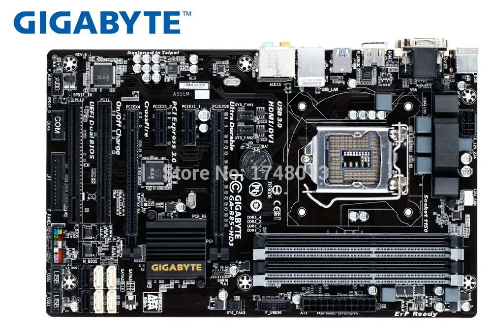 Free shipping 100%new 100% original motherboard for gigabyte GA-B85-HD3 1150 DDR3 B85-HD3 32GB desktop motherboard