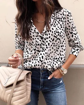 

Fashion Long Sleeve Leopard Casual Womens Tops And Blouse Woman 2019 Autumn Plus Size Office Ladies Tops Shirt Clothes Blusas