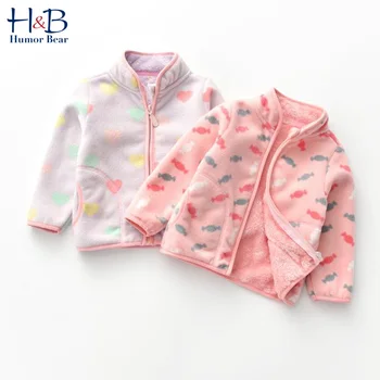 

Humor Bear Cardigan Sweater Zipper Jacket Clothes Outdoor Children Autumn&Winter Velvet Candy Lapel Fashion Girls Clothing