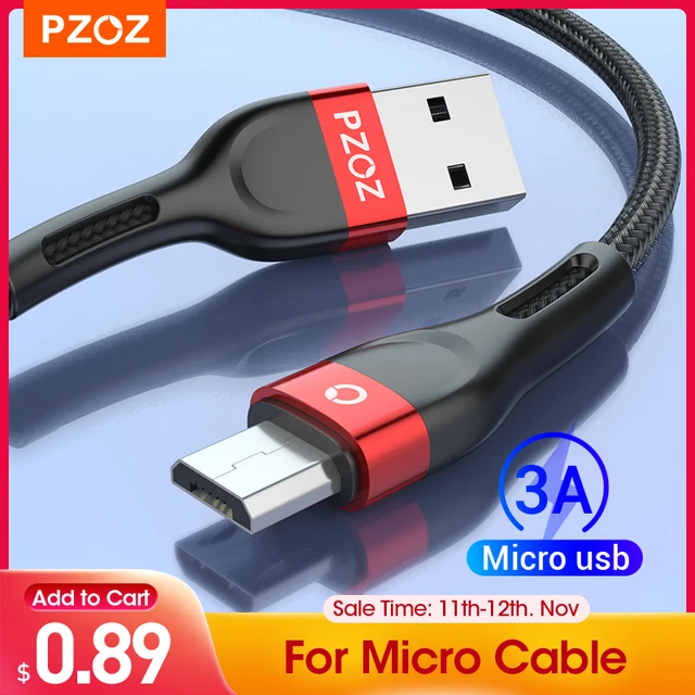 PZOZ Micro USB Cable Fast Charging 3A Microusb Cord For Samsung S7 Xiaomi Redmi Note 5 Pro Android Phone cable Micro usb charger 1