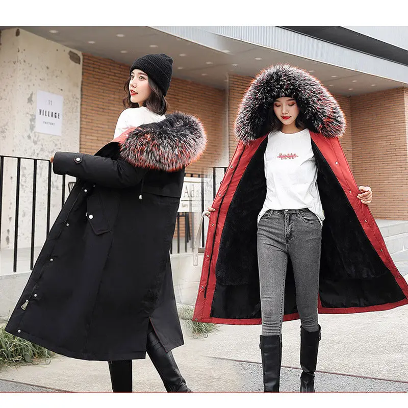 

Detachable Liner Cotton Jacket Women Long Parka Coat 2019 New Spring Windbreaker Hooded Casual Plus Size Thick Winter Coat f1615