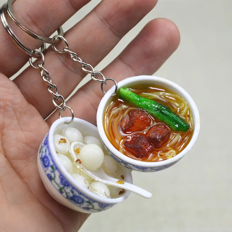 Simulation Food Charms Noodle Keychain Chinese Blue And White Porcelain  Food Bowl Mini Cell Phone Strap Pendant From Xiaofuyou1, $26.14