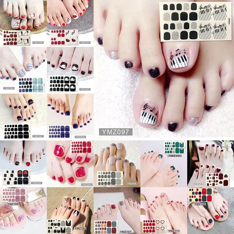 

LADY KINDOM DIY 3D Toenail Sticker Grid Heart Pattern Toenail Strips Waterproof Nail Patch Environmental Toenail Foil Nail Wraps