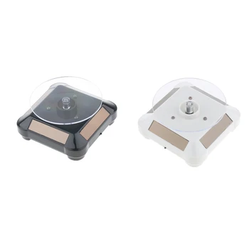 

2pcs Solar Powered Rotary Display Stand Turn Table for supermarkets, retailing stores, exhibitions, Black & White