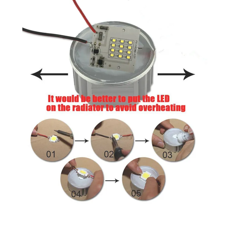 Led Street Lamp 1-10PCS SMD LED 10W 2835 220V LED Lamp Bulbs Light PCB Dimmable Integrated Smart IC Driver 6500K White Blubs street Flood light