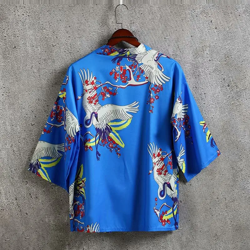 Мужской Женский Повседневный свободный солнцезащитный кардиган, кимоно в японском стиле, Модная японская одежда с принтом дракона