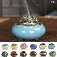 Курильница конусная Благовония из сандалового дерева с медная крышка курильница Расслабляющая фарфоровая керамическая курильница Классическая помощь для сна Йога