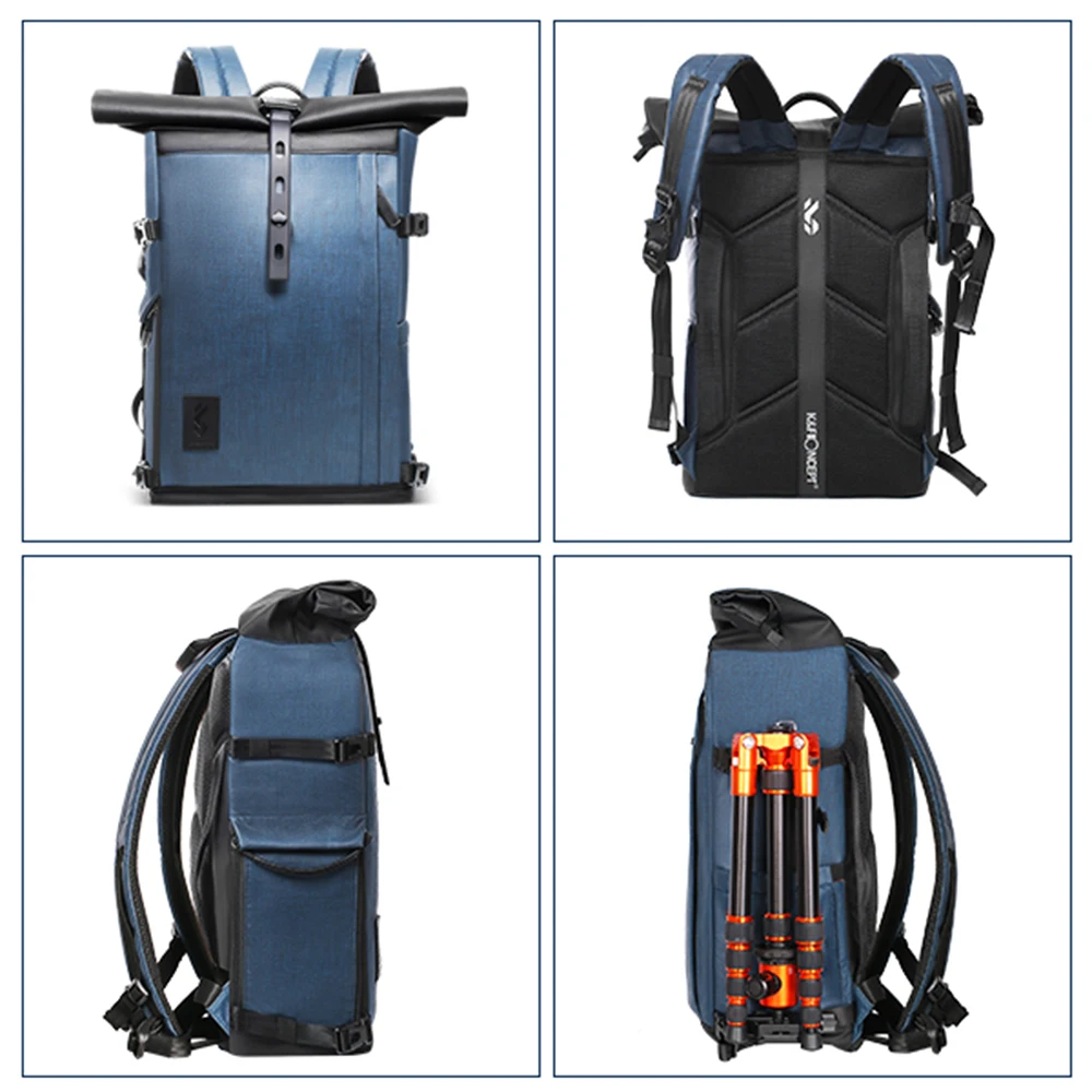 K&F Concept 17.7 inch Camera Backpack Waterproof Photography Bag for DSLR Camera Lens Laptop bag with Rain Cover tripod hold