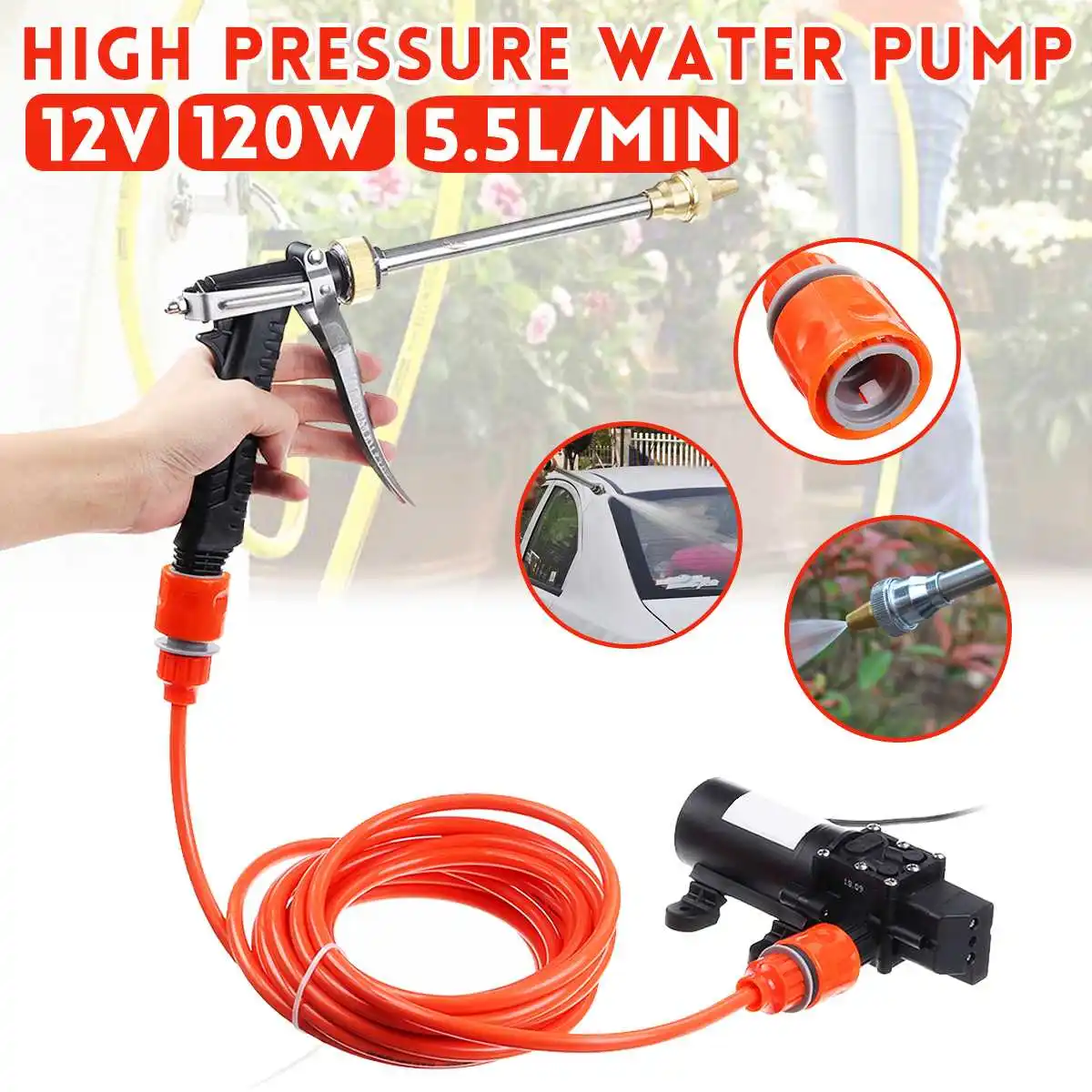 

12V 120W Car Washer Guns Pump High Pressure Cleaner Electric Cleaning Auto Device Car Care Portable Washing Machine