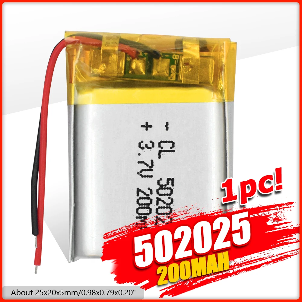 1/2/4 шт. 502025 литий полимерный Перезаряжаемые Батарея 3 7 v 200 мА/ч Bluetooth наушники
