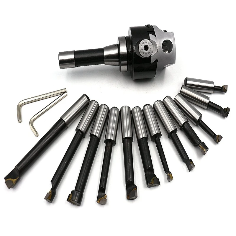 

New 12PCS/Set 3 inch Boring Head R8 Shank 3/4 inch Boring Bar Set Bridgeport Milling