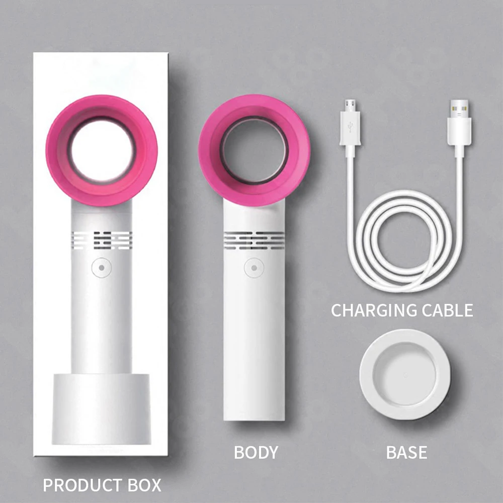 Leafless вентилятор Ручной регулируемый 3 скорости USB Перезаряжаемый вентилятор воздушного охлаждения вертикальный Летний Мини