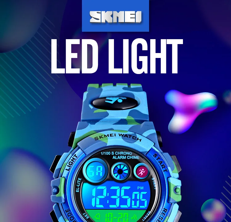 Sport Kids Watches Young And Dynamic Dial Design 50M Waterproof Colorful LED+ EL Lights relogio infantil