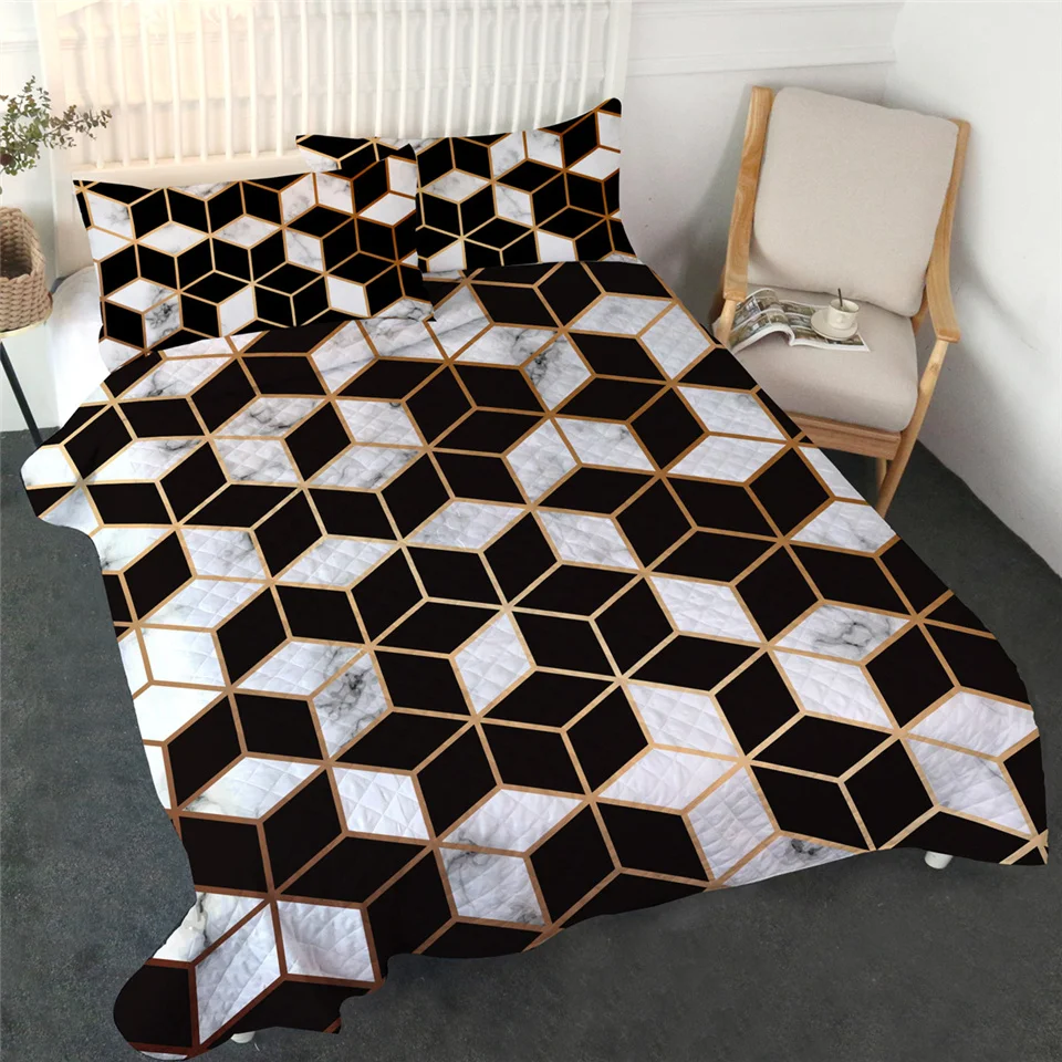 BlessLiving Eyelash Coverlet Set Cute Eyes Gold Black Bed Quilt Set 3-Piece Modern Bedspreads for Fashion Girls Summer Blanket - Цвет: 003 3pcs