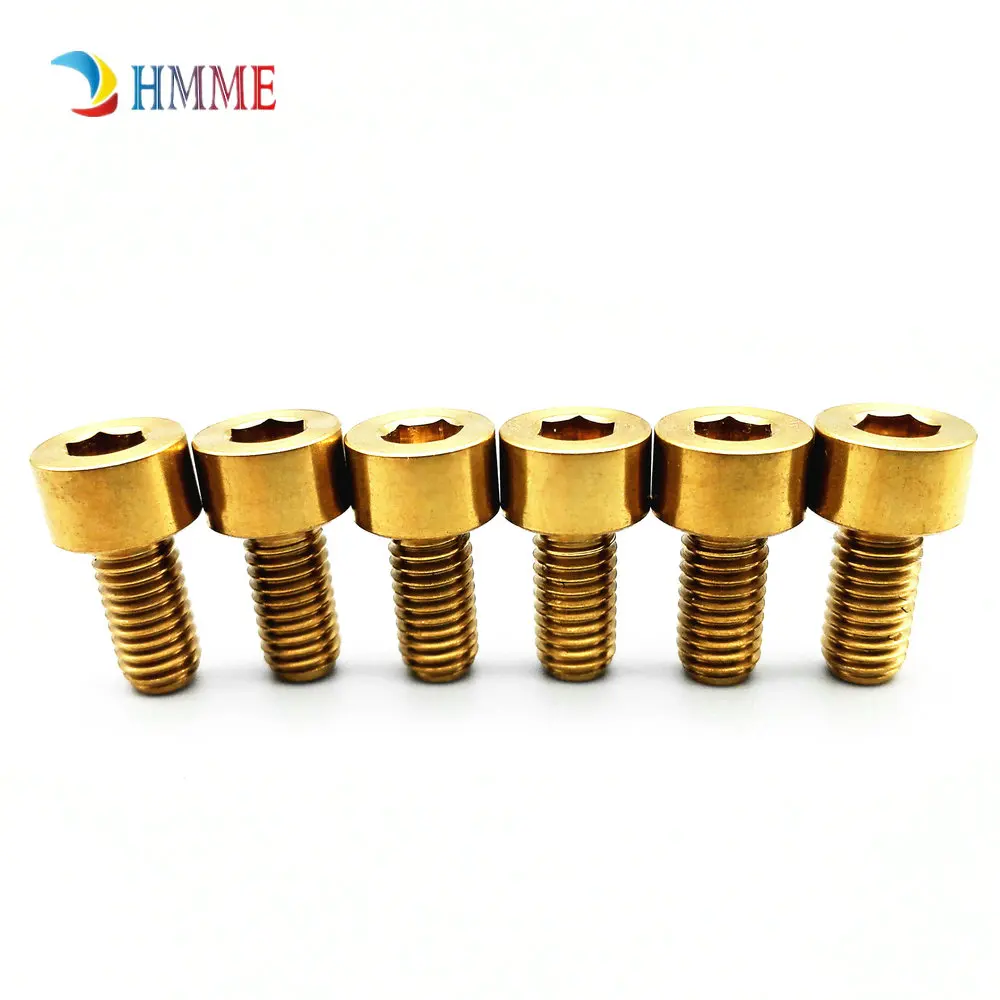 Gold color Ti Болт M5 x10мм титановый болт для велосипедной модификации Золотой Цвет многоцветная колонна Шестигранная головка торцевые головки Ti винты Ti крепежные детали - Цвет: Gold color