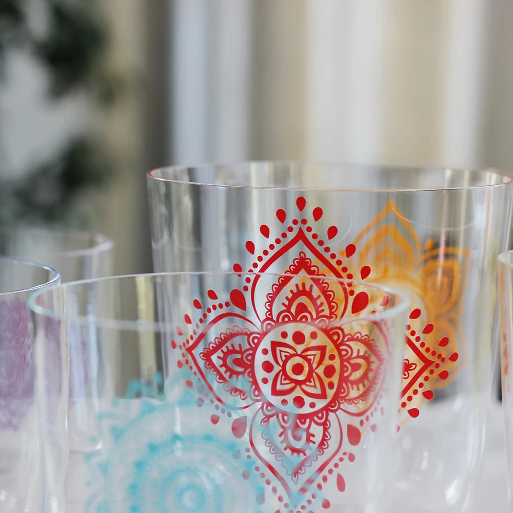 Один комплект 7 шт. 4 я восьмиая прозрачная кварцевая Хрустальная Поющая чаша с