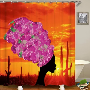 

bath courtain african women shower curtain fabric 3d douchegordijn wc toilette bathroom curtain