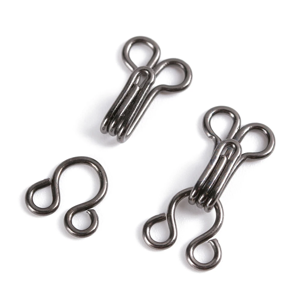 100Pcs Mini Metal Buckle Black/Silver Collar Invisible Button Hook Eye Clothing Buckle DIY Doll Clothes Sewing Accessorie