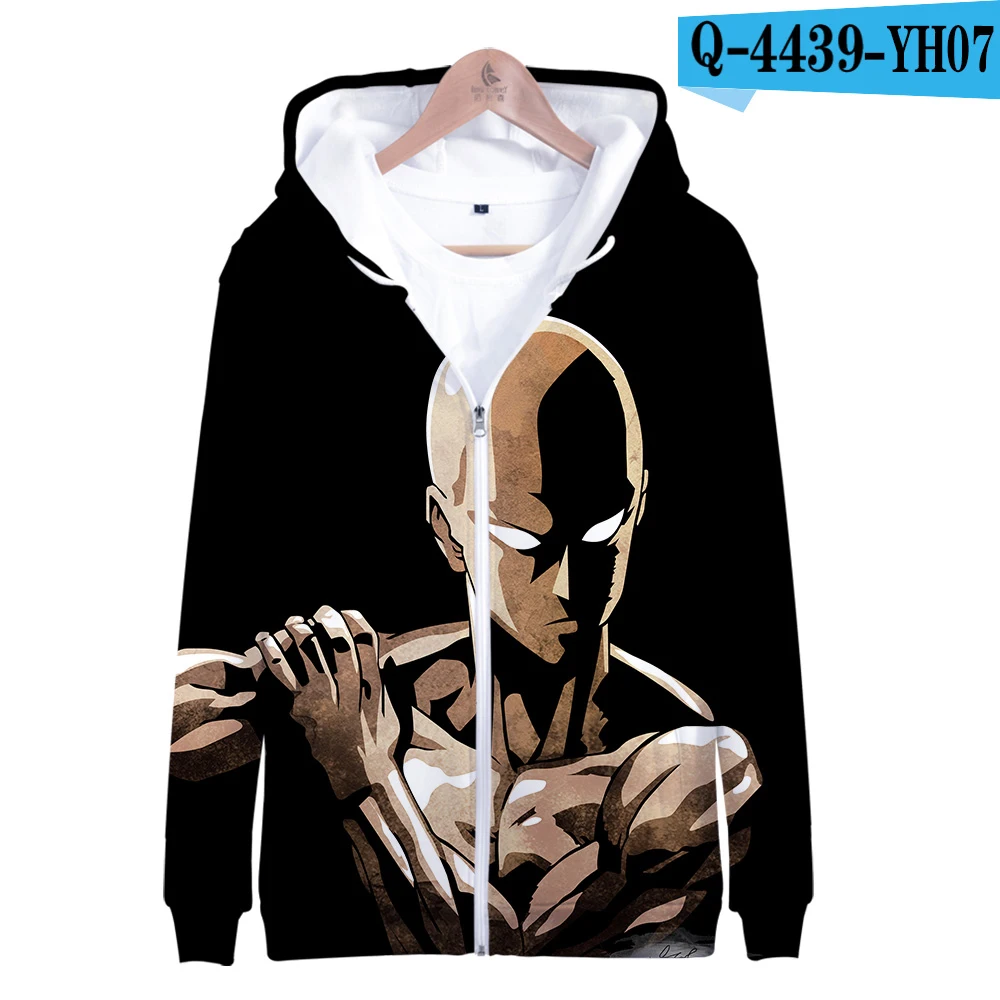 One Punch Man сезон 2 3d толстовки на молнии Kawaii модель Горячая музыка вентиляторы хип-хоп Уличная Kpop - Цвет: Темно-серый
