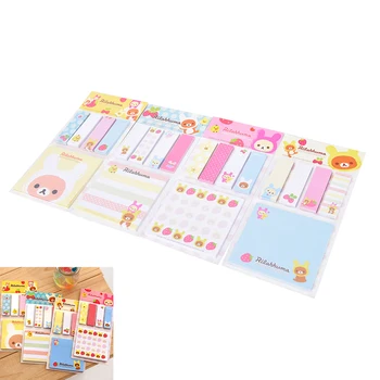 

New Stationery Planner Stickers Paper Bookmarks Rilakkuma Cute Cartoon Bear Sticky Notes School Supplies Total Size 160 x 80mm