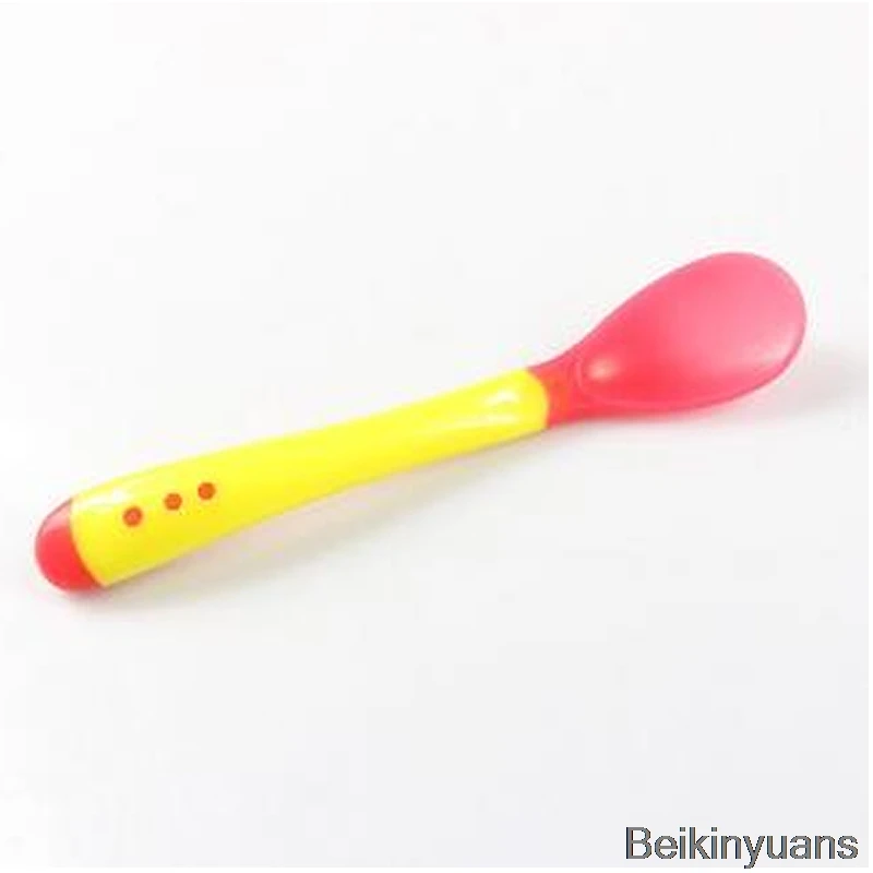 Yellow spoon Детские столовые приборы, Индукционная ложка для еды, безопасное использование, набор столовых приборов - Цвет: Yellow spoon
