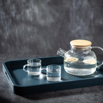 

Morandi Blue Wood Nordic Storage Tray Organizer Jewelry Display Plate Tableware Decorative Desktop Wedding Kitchen Serving Tray