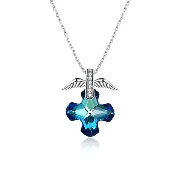 

Crystals Hawk Diamond Pendant LEKANI Crystals From Swarovski Necklace 925 Sterling Silver Chic Gift for Young Lady Girls