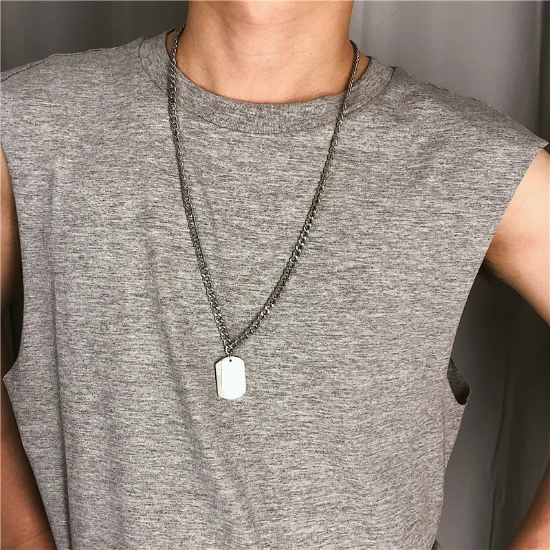 

Qi Jin Mu INS Europe And America Titanium Steel Three Layer Cross Necklace Men's Stainless Steel Long Pendant Retro Cool Necklac