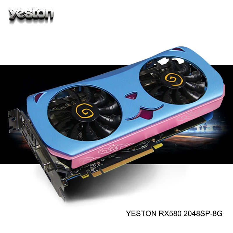 Yeston Radeon RX 580 GPU 8 ГБ GDDR5 256 бит игровой настольный компьютер ПК видеокарты Поддержка