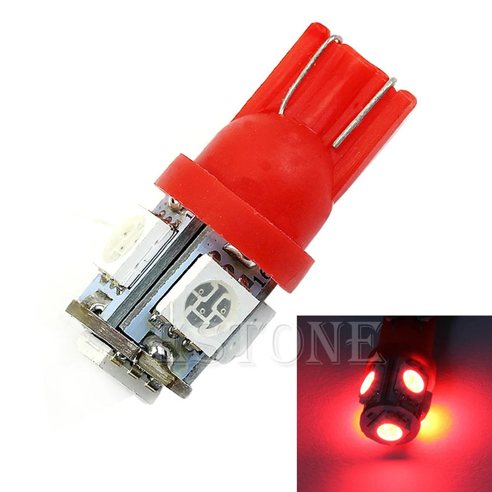 T10 5050 5-светодиодный SMD 194 168 W5W красная ксеноновая лампа с клиновидным цоколем