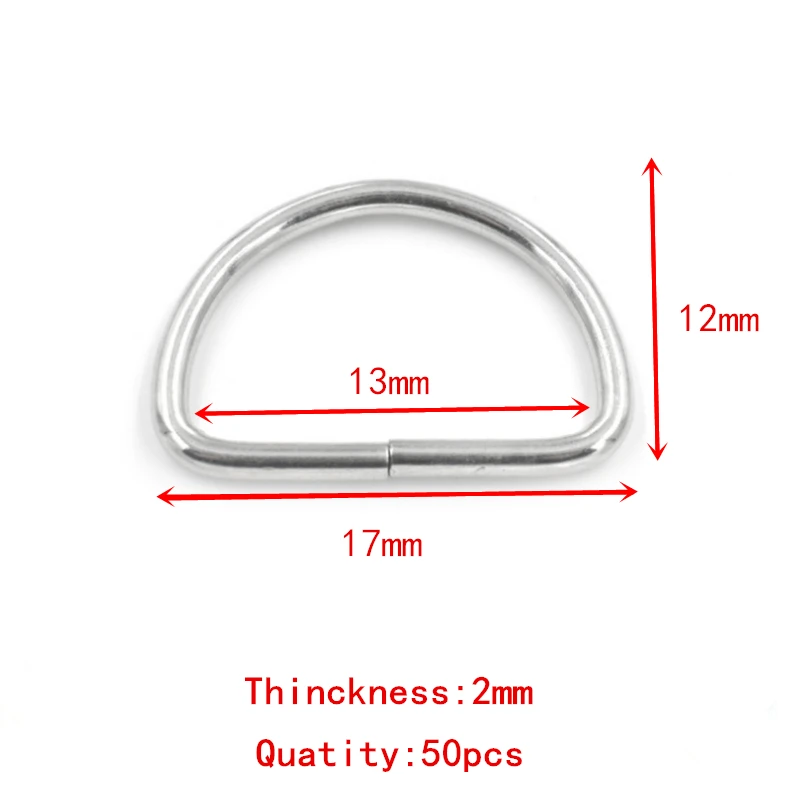 13mm X 50pcs 1, 10 штук в упаковке/13/16/20/25/33/38,5/53 мм полукруглый кольцо в виде буквы D брелок круглый брелок подходящая фурнитура, самодельный брелок Кольца Аксессуары - Цвет: 13mm X 50pcs