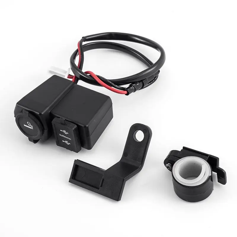 Прикуриватель для мотоциклов Руль Зеркало 5V 2.1A Dual USB Зарядное устройство вольтметр