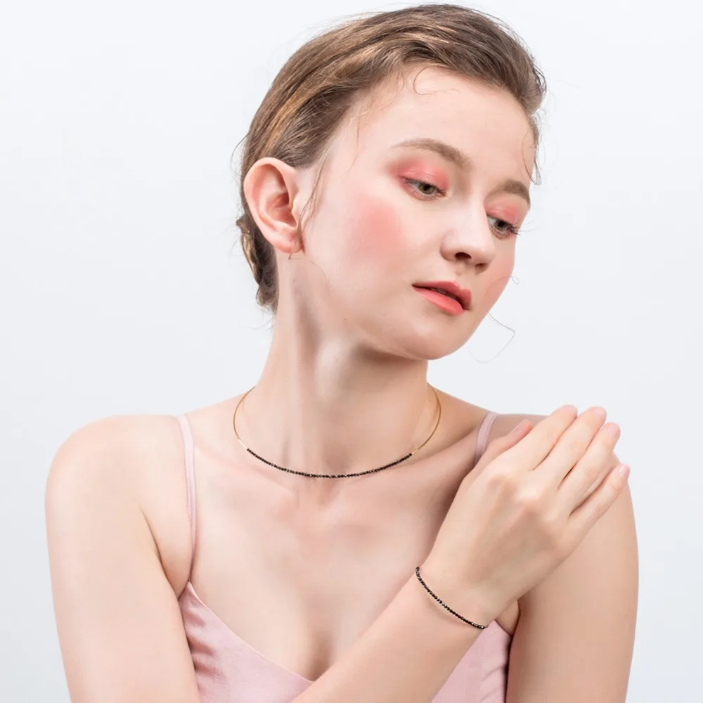 Effie queen 925 Серебряное колье ожерелье s для женщин гранат с черным натуральным камнем бусы ожерелье золотой цвет свадебные украшения BN158
