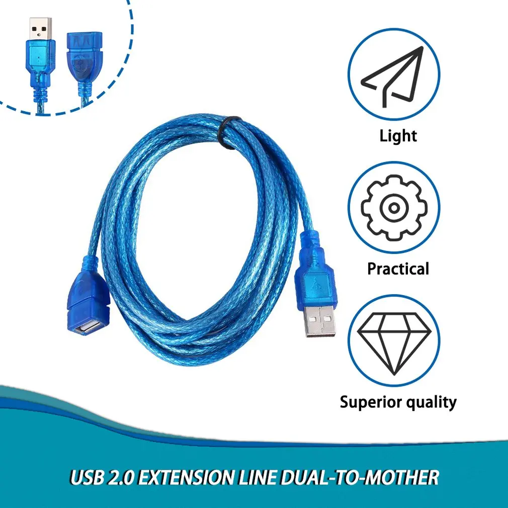 JINCHI 1,5/2/3 м анти-помех USB 2,0 Удлинительный Кабель USB 2," папа" в USB "Мама", 2,0 Женский Удлинительный шнур для синхронизации данных кабель