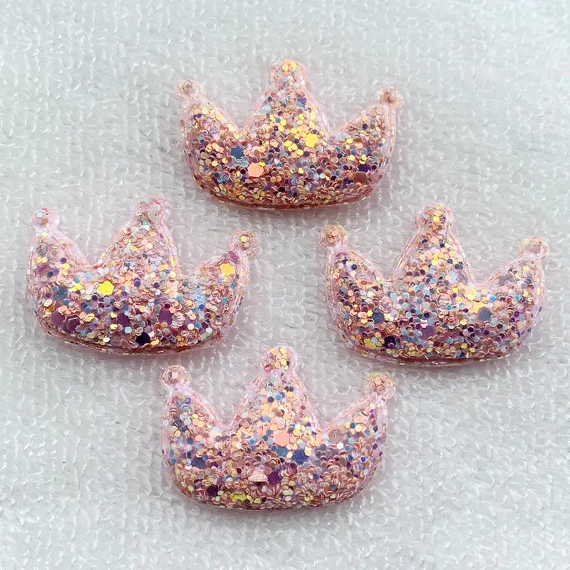 

Pink Glitter Patches Crown Pattern Cute Patch Apparel Material Patches For Garment Decorative DIY Hair Accessories 30*42mm 8pcs