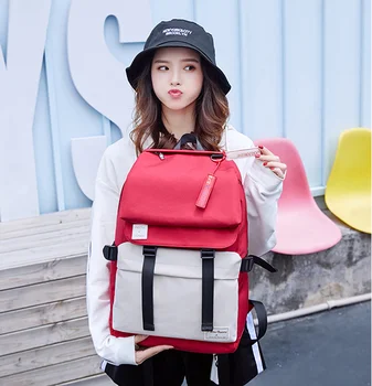 

Personality Contrast Color USB Charging Backpack Girls High Capacity College Bag Women Casual Outgoing Bags Mochila DF614