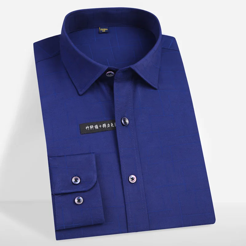 Men Shirt New Casual Shirt Bamboo Fiber High Quality Unique Design Print Men Long Sleeve Social Non-Iron Comfortable Shirts - Цвет: PJZL82
